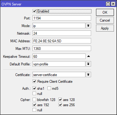 راه اندازی OpenVPN میکروتیک